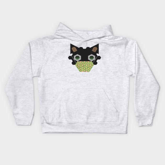 Black Cat Wearing Celebrating Spring - #1 Mask Kids Hoodie by wagnerps